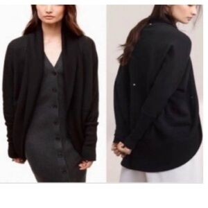 Aritzia Wilfred Diderot Cocoon Wrap Jacket Cotton Sweater Ribbed Studs Top Black